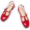 C.Paravano Slingback Heels for Women | T-Strap Mary Jane Shoes | Womens Pumps | Low Heel Dress Shoes(Red)