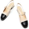 C.Paravano Slingback Sandals Round Toe | Slingback for Women | Dress Shoes | Women’s Mary Jane | Low Block Heel(Ivory)