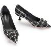 C.Paravano Womens Designer Pumps | Kitten Heels for Women | Low Heels | Heels for Women | Women Shoes Dressy(Black/White)