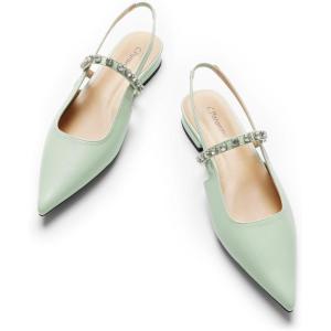C.Paravano Slingback Flats | Pointed Toe Flats for Women | Slingbacks Shoes for Women | Ballet Flats(A15b Light Green)