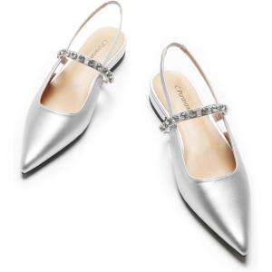 C.Paravano Slingback Flats | Pointed Toe Flats for Women | Slingbacks Shoes for Women | Ballet Flats(A15b Silver)