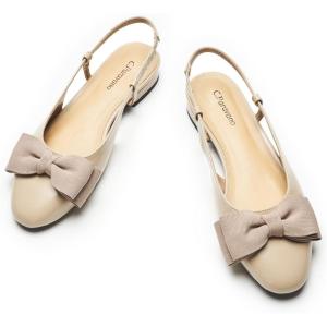 C.Paravano Slingback Flats | Sandals Women Dressy | Women’s Slingback Dress Shoes | Mary Jane Shoes | Detachable Ankle Strap(Beige)