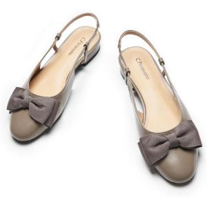 C.Paravano Slingback Flats | Sandals Women Dressy | Women’s Slingback Dress Shoes | Mary Jane Shoes | Detachable Ankle Strap(Grey)
