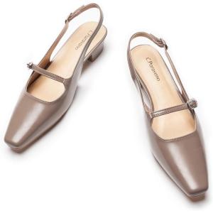 C.Paravano Slingback Flats | Women’s Flats | Women’s Pumps Low Heels | Dress Shoes Sandals(Grey)