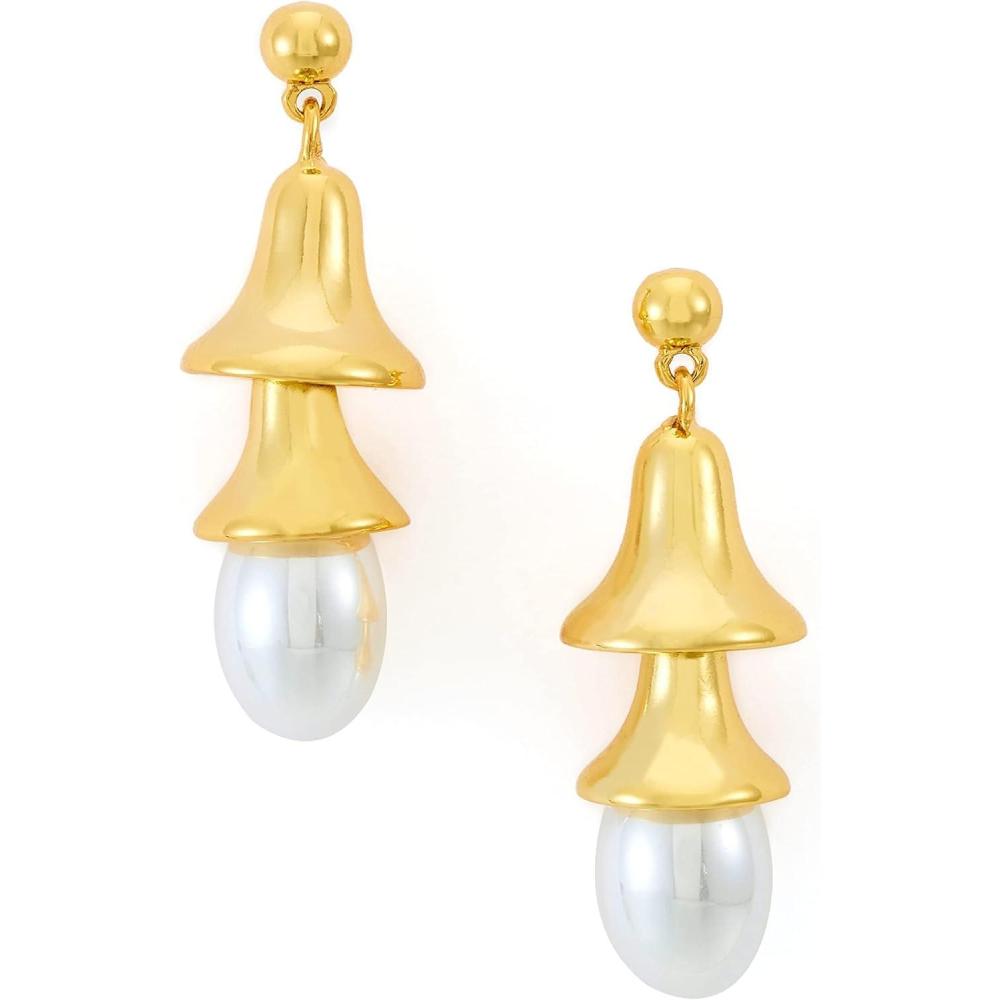 imageCParavano Gold Earrings Dangle Dangle Earrings Pearl Gold Wedding Earrings Gold 18K Gold Plated Earrings for Women 925 Sterling Silver Earrings for WomenF5Gold Bell