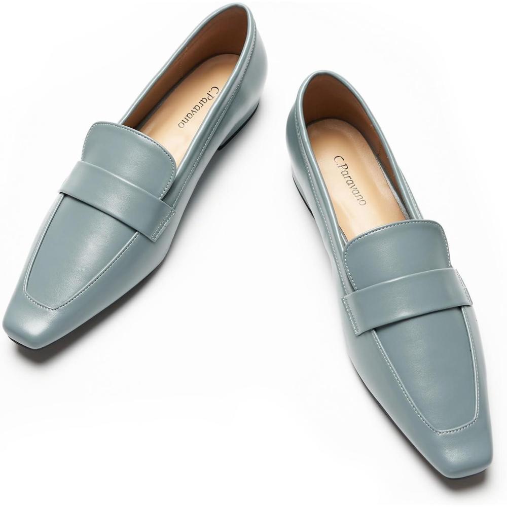 imageCParavano Loafer for Women  Leather Penny Loafers  Slip On Loafer  Womens Loafers  Squared Toe Loafer Flat  Blue Comfort Loafer ShoesBlueSize 75