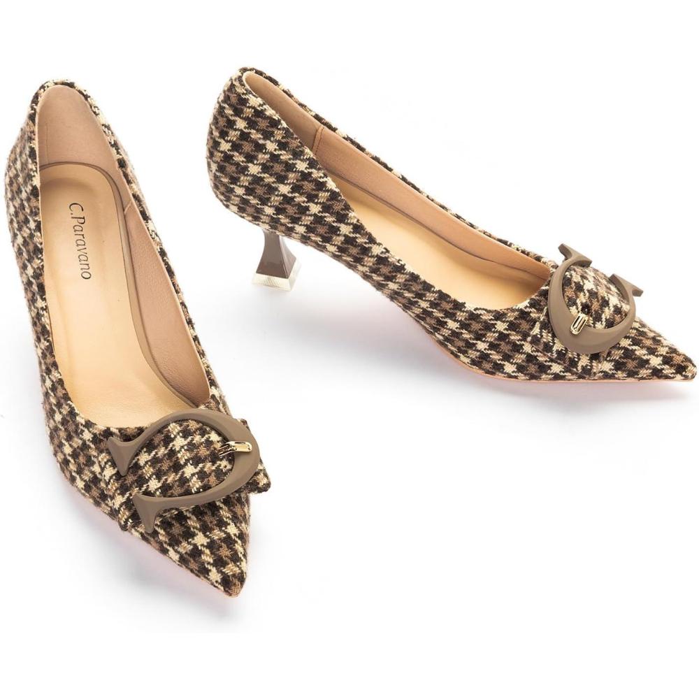 imageCParavano Womens Designer Pumps Kitten Heels for Women Low Heels Heels for Women Women Shoes DressyBrown Multi