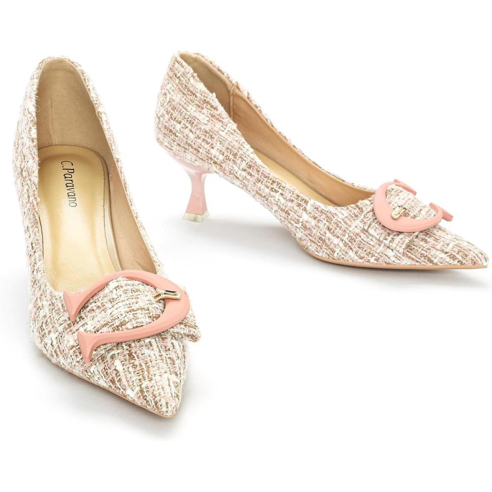 imageCParavano Womens Designer Pumps Kitten Heels for Women Low Heels Heels for Women Women Shoes DressyPink Multi