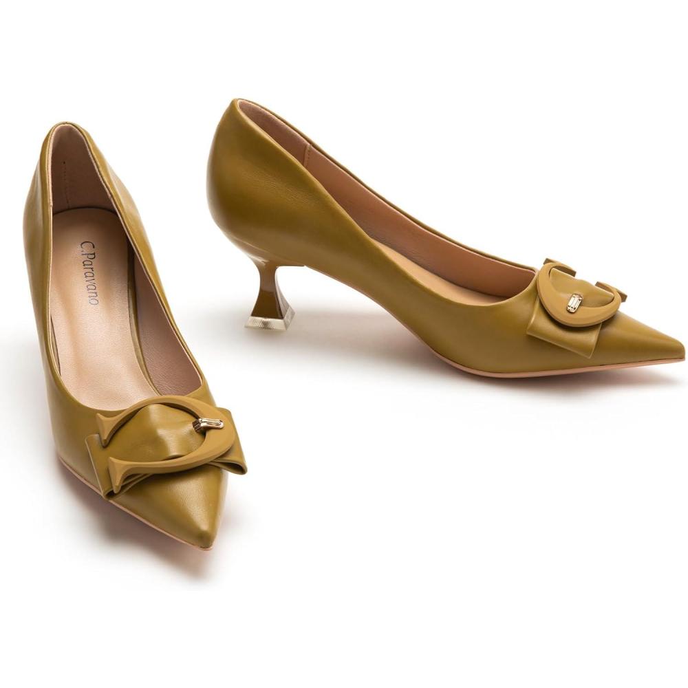 imageCParavano Womens Designer Pumps Kitten Heels for Women Low Heels Heels for Women Women Shoes DressyStraw