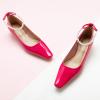 C.Paravano Chunky Low Heel Women’s Square Toe Pumps Slip-On Closed Toe Low Heeled Pearl Ankle Strap Pumps Bridal Wedding Shoes(Hotpink)