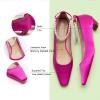 C.Paravano Chunky Low Heel Women’s Square Toe Pumps Slip-On Closed Toe Low Heeled Pearl Ankle Strap Pumps Bridal Wedding Shoes(Purplish)