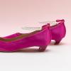 C.Paravano Chunky Low Heel Women’s Square Toe Pumps Slip-On Closed Toe Low Heeled Pearl Ankle Strap Pumps Bridal Wedding Shoes(Purplish)