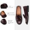 C.Paravano Genuine Leather Penny Loafers | Loafers for Women | Casual Slip On | Walking Flats Classic Driving Moccasins(Burgundy)
