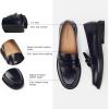 C.Paravano Genuine Leather Penny Loafers | Loafers for Women | Casual Slip On | Walking Flats Classic Driving Moccasins(Navy)