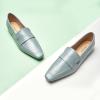 C.Paravano Loafer for Women | Leather Penny Loafers | Slip On Loafer | Women’s Loafers | Squared Toe Loafer Flat | Blue Comfort Loafer Shoes(Blue,Size 7.5)