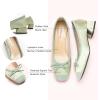C.Paravano Low Heel Dress Shoes for Women | Elegant Slip On Heels with Bowknot | Comfortable Square Toe Pumps | Wedding Work Office Heeled Shoes(Green, 38)
