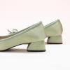 C.Paravano Low Heel Dress Shoes for Women | Elegant Slip On Heels with Bowknot | Comfortable Square Toe Pumps | Wedding Work Office Heeled Shoes(Green, 38)