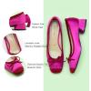 C.Paravano Low Heel Dress Shoes for Women | Elegant Slip On Heels with Bowknot | Comfortable Square Toe Pumps | Wedding Work Office Heeled Shoes(Hotpink, 38)