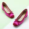 C.Paravano Low Heel Dress Shoes for Women | Elegant Slip On Heels with Bowknot | Comfortable Square Toe Pumps | Wedding Work Office Heeled Shoes(Hotpink, 38)