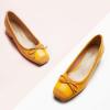 C.Paravano Low Heel Dress Shoes for Women | Elegant Slip On Heels with Bowknot | Comfortable Square Toe Pumps | Wedding Work Office Heeled Shoes(Size 40,Yellow)