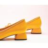 C.Paravano Low Heel Dress Shoes for Women | Elegant Slip On Heels with Bowknot | Comfortable Square Toe Pumps | Wedding Work Office Heeled Shoes(Size 40,Yellow)
