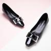C.Paravano Metal Buckle Square Toe Low Block Heels Closed Toe Chunky Heels 1.1 in Low Heel Pumps Vintage Women’s Pump for Party Wear Dress Pumps Shoes Patent Leather(Black,6.5)