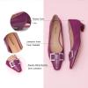 C.Paravano Metal Buckle Square Toe Low Block Heels Closed Toe Chunky Heels 1.1 in Low Heel Pumps Vintage Women’s Pump for Party Wear Dress Pumps Shoes Soft Lambskin(Purple,8.5)