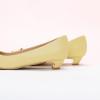 C.Paravano Metal Buckle Square Toe Low Block Heels Closed Toe Chunky Heels 1.1 in Low Heel Pumps Vintage Women’s Pump for Party Wear Dress Pumps Shoes Soft Lambskin(Yellow,7.5)