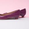C.Paravano Metal Buckle Square Toe Low Block Heels Closed Toe Chunky Heels 1.1 in Low Heel Pumps Vintage Women’s Pump for Party Wear Dress Pumps Shoes Soft Lambskin(Purple,8.5)