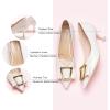 C.Paravano Pumps Shoes Women | Kitten Heels | Low Heel | Dress Shoes for Women | Pointed Toe Heels(White,Size 9)