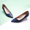C.Paravano Womens Designer Pumps | Kitten Heels | Low Heels | Pumps Shoes Women | Pointed Toe(Size 8,Navy)