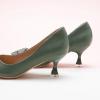 C.Paravano Womens Designer Pumps | Kitten Heels for Women | Low Heels | Heels for Women | Women Shoes Dressy(Green)