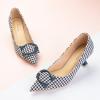 C.Paravano Womens Designer Pumps | Kitten Heels for Women | Low Heels | Heels for Women | Women Shoes Dressy(Houndstooth)