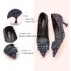 C.Paravano Womens Designer Pumps | Kitten Heels for Women | Low Heels | Heels for Women | Women Shoes Dressy(Navy/White)