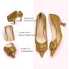 C.Paravano Womens Designer Pumps | Kitten Heels for Women | Low Heels | Heels for Women | Women Shoes Dressy(Straw)