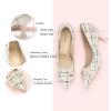 C.Paravano Womens Designer Pumps | Kitten Heels for Women | Low Heels | Heels for Women | Women Shoes Dressy(White Multi)