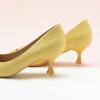 C.Paravano Womens Designer Pumps | Kitten Heels for Women | Low Heels | Heels for Women | Women Shoes Dressy(Yellow)