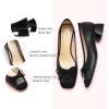 C.Paravano Women’s Pump | Square Toe Low Block Heels | Closed Toe Chunky Heels | Leather Low Heel Pumps | Dress Wedding Shoes(Black)