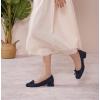 C.Paravano Women’s Pump | Square Toe Low Block Heels | Closed Toe Chunky Heels | Leather Low Heel Pumps | Dress Wedding Shoes(Navy)