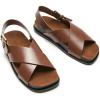 C.Paravano Brown Sandals Women,Comfortable Dressy Flat Slides Summer Sandals with Arch Support for Casual Beach Work Adjustable Buckle Slip-Ons Fashion Shoes (Brown,Size 8)