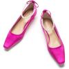 C.Paravano Chunky Low Heel Women’s Square Toe Pumps Slip-On Closed Toe Low Heeled Pearl Ankle Strap Pumps Bridal Wedding Shoes(Purplish)