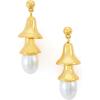 C.Paravano Gold Earrings Dangle Dangle Earrings Pearl Gold Wedding Earrings Gold 18K Gold Plated Earrings for Women 925 Sterling Silver Earrings for Women(F5-Gold Bell)