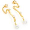 C.Paravano Gold Earrings Dangle Dangle Earrings Pearl Gold Wedding Earrings Gold 18K Gold Plated Earrings for Women 925 Sterling Silver Earrings for Women(EARRING_7)