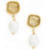 C.Paravano Gold Earrings Dangle Dangle Earrings Pearl Gold Wedding Earrings Gold 18K Gold Plated Earrings for Women 925 Sterling Silver Earrings for Women(EARRING_8)