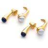 C.Paravano Gold Earrings Dangle Dangle Earrings Pearl Gold Wedding Earrings Gold 18K Gold Plated Earrings for Women 925 Sterling Silver Earrings for Women(F10-Gold Pearl)