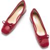 C.Paravano Low Heel Dress Shoes for Women | Elegant Slip On Heels with Bowknot | Comfortable Square Toe Pumps | Wedding Work Office Heeled Shoes(Red, 39)