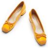 C.Paravano Low Heel Dress Shoes for Women | Elegant Slip On Heels with Bowknot | Comfortable Square Toe Pumps | Wedding Work Office Heeled Shoes(Size 40,Yellow)