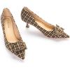 C.Paravano Womens Designer Pumps | Kitten Heels for Women | Low Heels | Heels for Women | Women Shoes Dressy(Brown Multi)