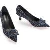 C.Paravano Womens Designer Pumps | Kitten Heels for Women | Low Heels | Heels for Women | Women Shoes Dressy(Navy/White)