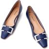 C.Paravano Women’s Metal Buckle Low Heels Pumps, Size 8, Navy